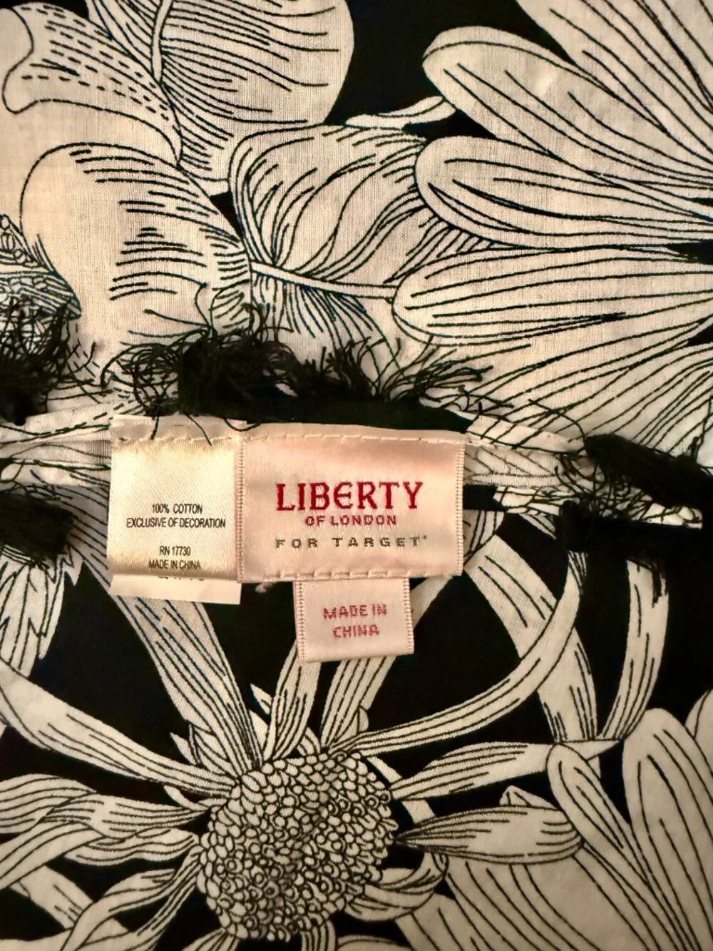 Liberty of London for Target Floral Scarf Black White Tassel